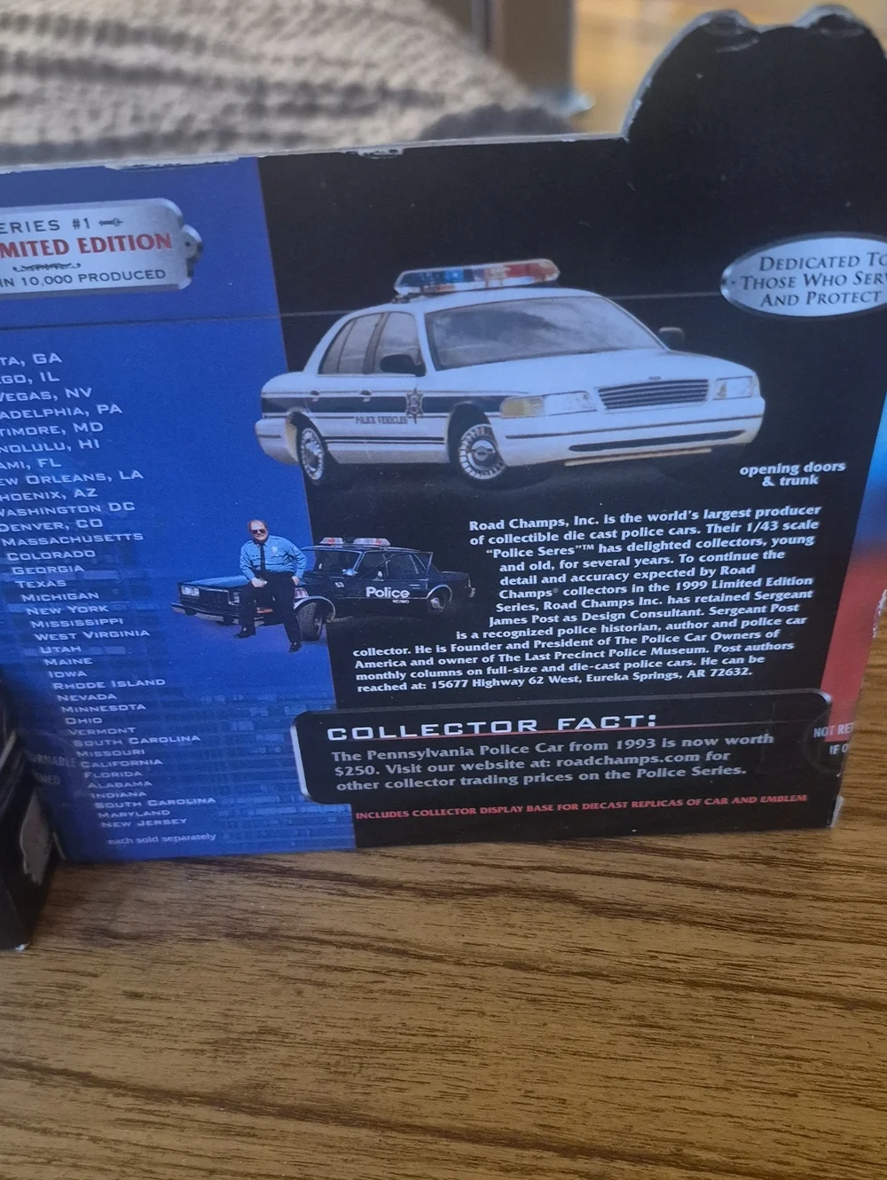 New In Box Lot3 Champion White Police Car Toy -Packaged Collectible. Dated 1999